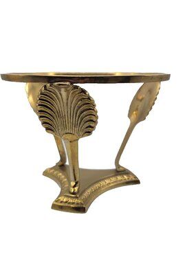Vintage Solid Brass Fan Fair Potpourri Bowl / Plant Pot Holder 5" Tall India GUC